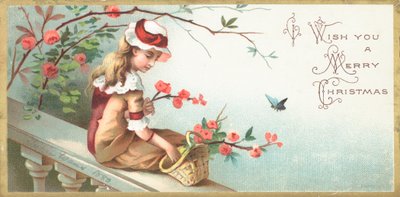 Köprüde oturan kız Noel kartı. by English School