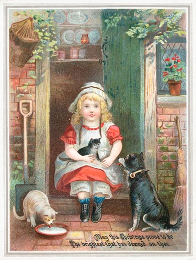 Kapı eşiğinde oturan kız, Noel kartı by English School