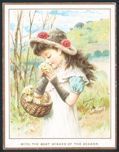 Sepetten çiçek kokan kız, Noel kartı by English School
