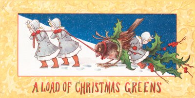 Karda kuş yukarı çeken kızlar, Noel Kartı by English School