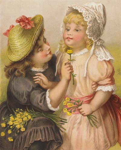 Düğünçiçekli kızlar (chromolitho) by English School