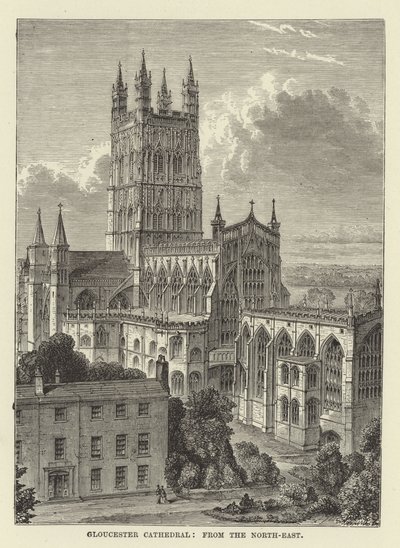 kuzey-doğudan Gloucester Katedrali, by English School