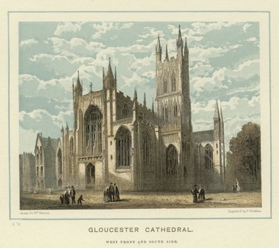 Gloucester Katedrali, batı cephesi ve güney tarafı by English School