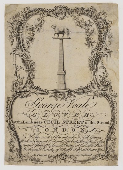 Glovers, George Veale, ticaret kartı by English School