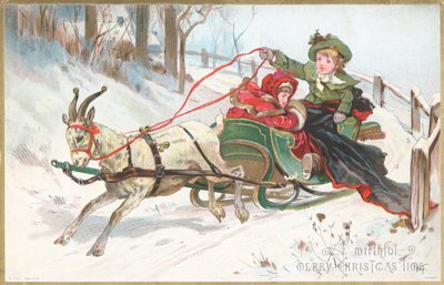 Kızak çeken keçi, Noel kartı by English School