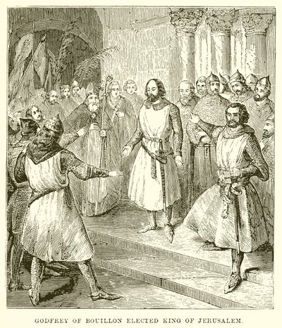 Godfrey of Bouillon Kudüs Kralı Seçildi by English School