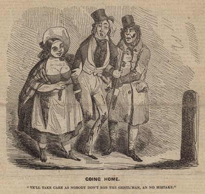 Eve gidiyor; karikatür by English School