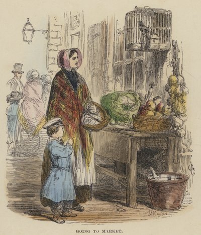 Pazara Gitmek (renkli gravür) by English School