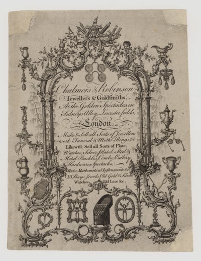 Kuyumcular ve Gümüşçüler, Chalmers ve Robinson, ticari kart by English School