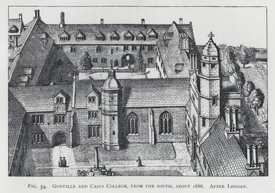 Gonville ve Caius Koleji, güneyden, yaklaşık 1688, Loggan