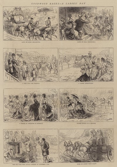 Goodwood Races, Bir Kadınlar Günü (gravür) by English School