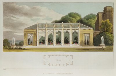 Gotik Konservatuarı, 1832 (renkli gravür) by English School