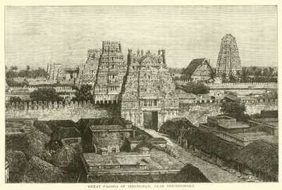 Trichinopoly yakınlarındaki Seringham Büyük Pagodası by English School