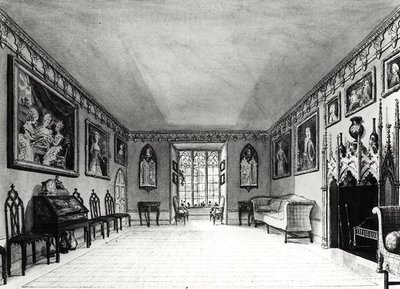 Strawberry Hill Büyük Salonu (lito) (s/b fotoğraf) by English School