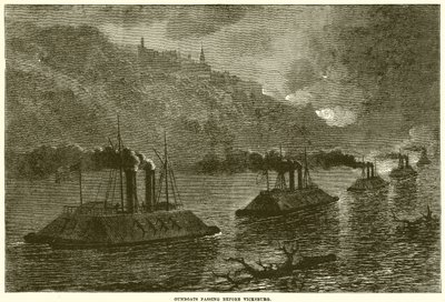 Vicksburg önünden geçen gambotlar by English School