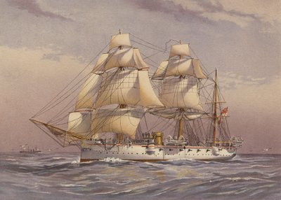 HMS Calliope, 3. sınıf kruvazör (renkli lito) by English School