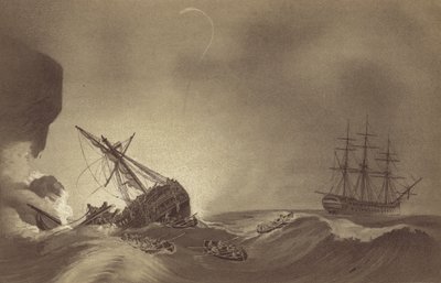Kaptan Thomas Byam Martin tarafından komuta edilen HMS Impetueux, Kaptan J Hunter komutasındaki HMS Venerable mürettebatını kurtarıyor, Torbay, Devon