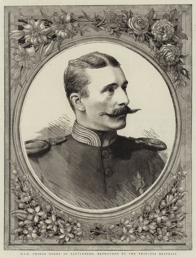 HSH Battenberg Prensi Henry, Prenses Beatrice ile Nişanlı (gravür) by English School