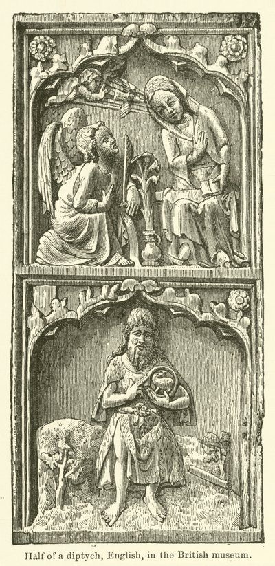 İngiliz müzesinde bir iki parçanın yarısı, İngilizce (gravür) by English School