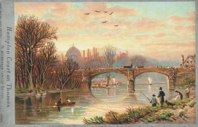 Hampton Court, Thames Nehri üzerinde by English School