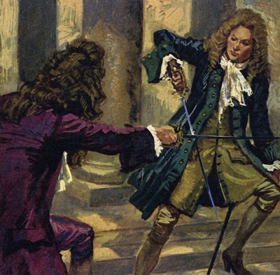 Handel ve Mattheson adında bir besteci ve şarkıcı kılıçlarla bir düelloya girdi by English School