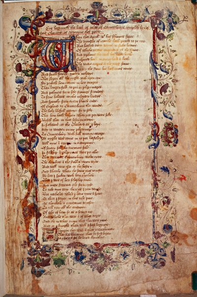 Harley 1758, fol.1, Geoffrey Chaucer