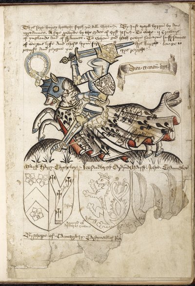 Harley 2169 f. 3 Henry VI at sırtında, Henry VI (parşömen) zamanında Arması by English School