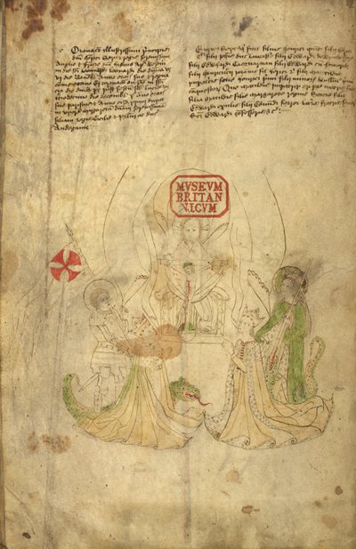 Harley 318, f.8v Henry VI, İngiltere Kralı ve eşi Margaret of Anjou, 'History and Genealogy of the Kings...England'dan (parşömen) çizim by English School