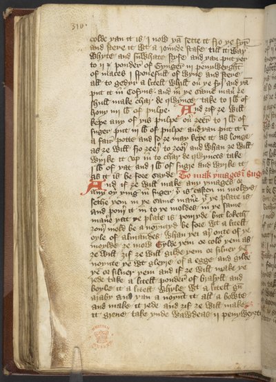 Harley MS 2378 Tıbbi ve mutfak tarifleri, c.1395 (parşömen üzerine mürekkep) by English School