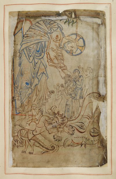 "Tiberius Psalter "inden Cehennem Azabı, Cotton MS Tiberius C VI, f.14 , c.1050 (parşömen) by English School