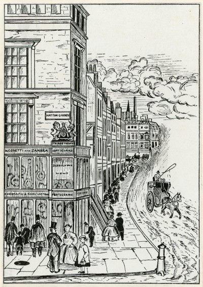 Hatton Bahçesi ve Holborn, 1866 by English School