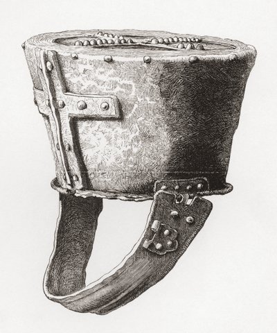 İngiltere, Pomeroy Kalesi'nden miğfer, yaklaşık 12. yüzyıldan kalma, The British Army: Its Origins, Progress and Equipment, 1868'de yayınlandı. by English School