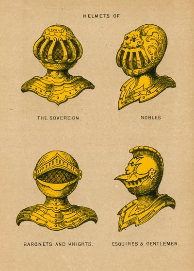 Helmets of the Sovereign, Nobles, Baronets and Knights, Esquires und Gentlemen by English School