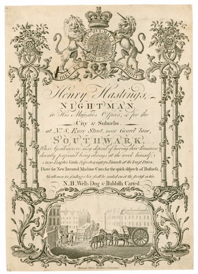 Henry Hastings, Nightman, ticaret kartı by English School