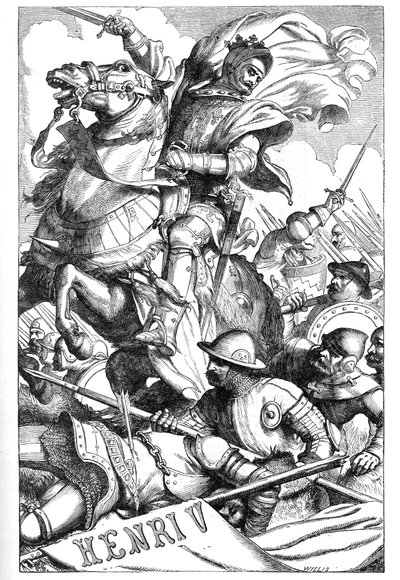 Henry V - (Beşinci Henry'nin Chronicle Tarihi) - “” William Shakespeare'i Tamamlıyor” da İllüstrasyon 1866 - Bu baskının çizimleri ve genel biçimi, Cassell'in Londra'da yayınlanan resimli Shakespeare'inden ödünç alınmıştır. by English School
