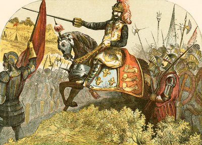 Agincourt savaşında Henry V by English School
