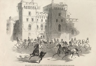 Her Majesty and her Illustrious Visitors and Suite leaving Windsor Castle for Ascot Races, from 