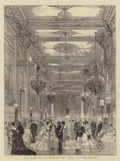 Majestelerinin Büyük Kabul Odası, Windsor Kalesi (gravür) by English School
