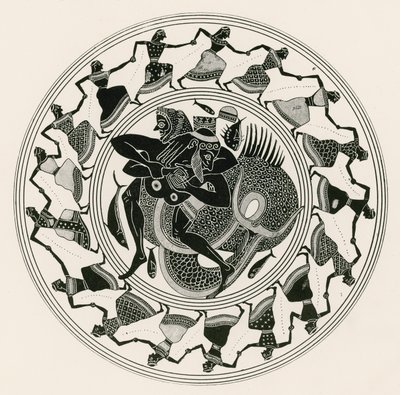 Triton ile güreşen Herakles (gravür) by English School