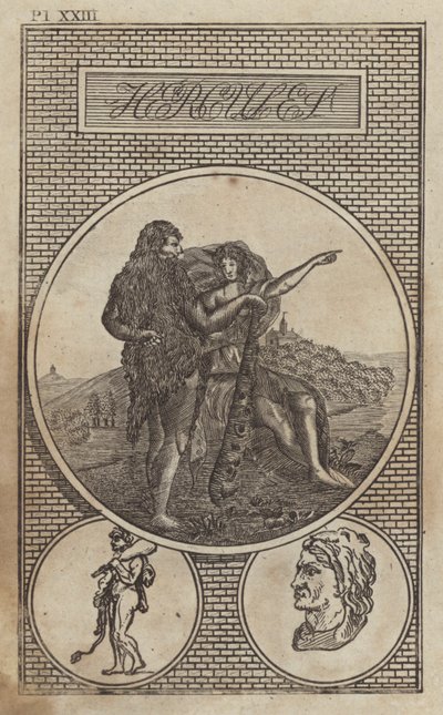 Herkül, antik Roma kahramanı ve tanrı (gravür) by English School