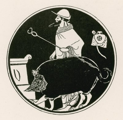 Hermes ve maskeli köpek (gravür) by English School
