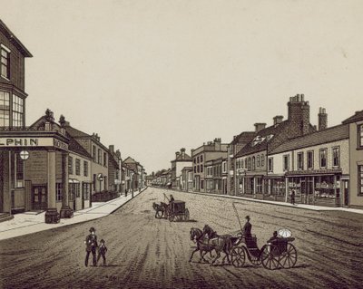 High Street, Petersfield (litho) by English School