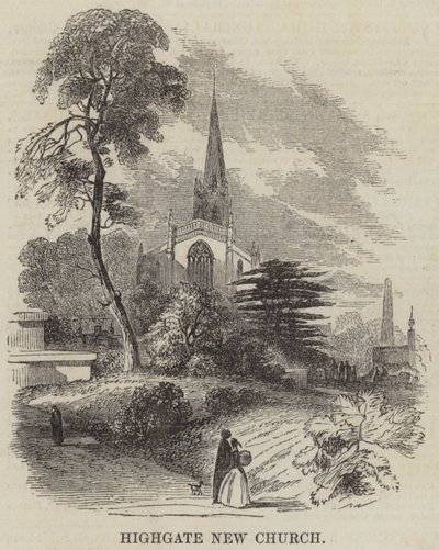Highgate Yeni Kilise (gravür) by English School