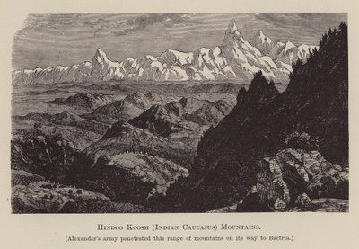 Hindoo Koosh, Hint Kafkasya, Dağlar (gravür) by English School