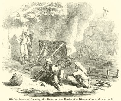 Bir Nehrin Kıyısında Ölüleri Yakma Hindoo Modu, Jeremiah, xxxiv, 5 by English School