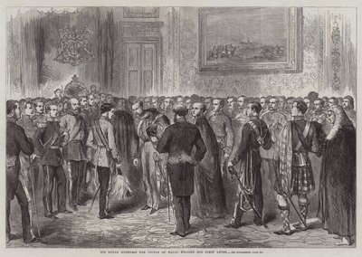 Ekselansları Galler Prensi ilk setini tutuyor (gravür) by English School