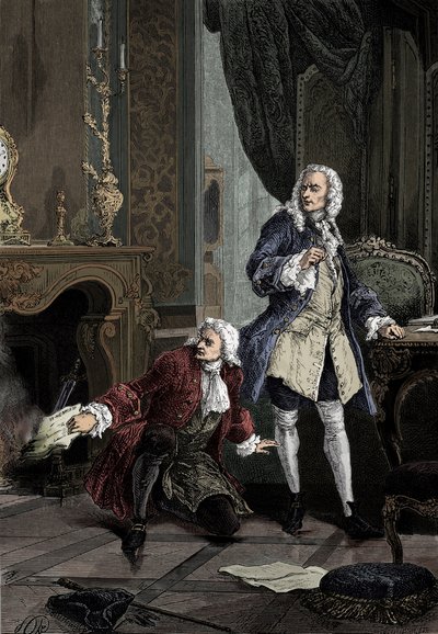 Henault ve Voltaire by English School