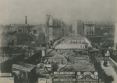 1869 yılında yapım aşamasında Holborn Viyadüğü by English School