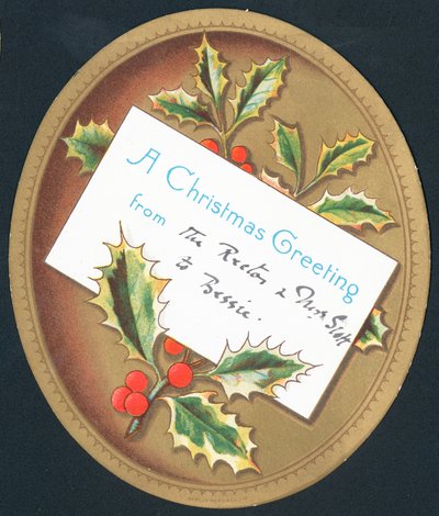Holly ve çilek plaket, Noel kartı by English School