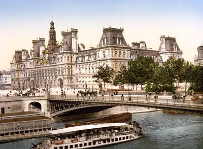 Hotel de Ville, Paris (el ile renklendirilmiş fotoğraf) by English School